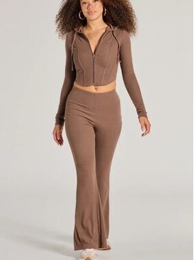 Windsor Feelin' Comfy Ribbed Knit Flare Pants